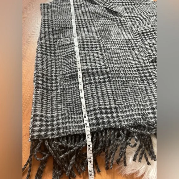 Black Gray Plaid Long Vest Plus Size XXL - Picture 11 of 12